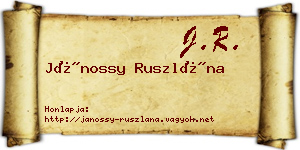 Jánossy Ruszlána névjegykártya